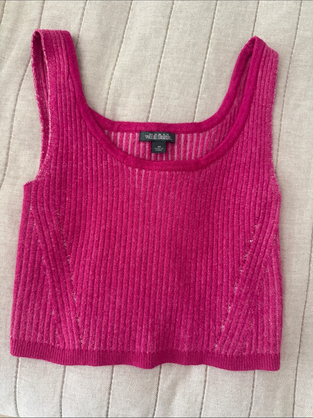 wild fable Ribbed Velvet Crop Tank - Hot Pink